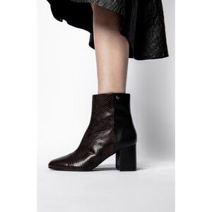 Zadig & Voltaire Lena Snakeskin Embossed Boots Sz EU 39